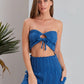 Begonville Alt-Üst Takım Erin Gipeli Şort ve Crop-Top Takım - Saks Mavi