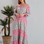 Begonville Elbise Gisele Oversize Uzun Elbise - Gri / Pembe