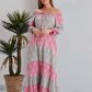 Begonville Elbise Gisele Oversize Uzun Elbise - Gri / Pembe