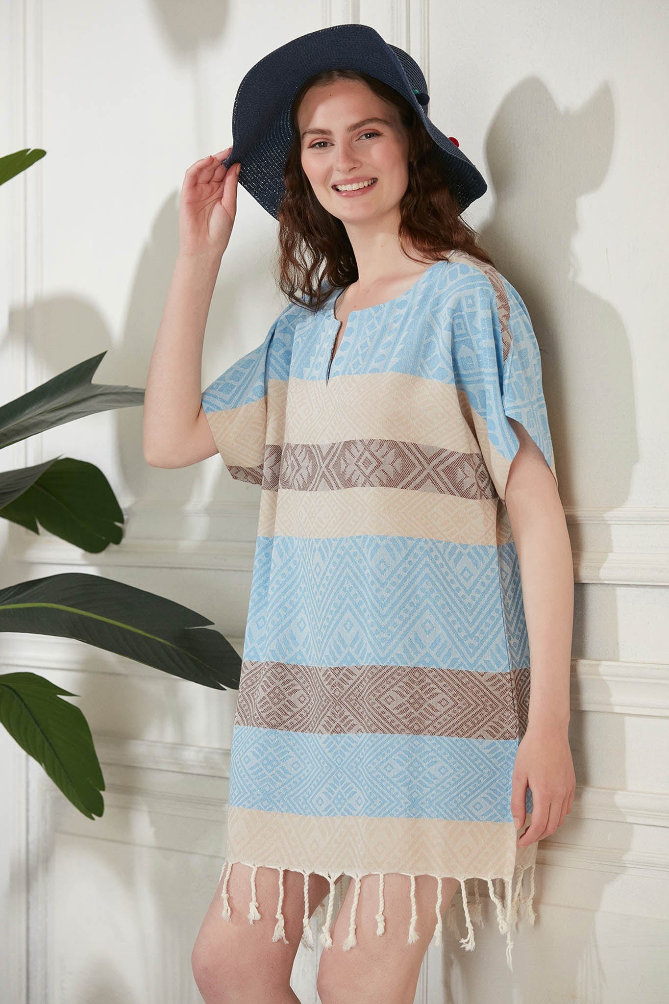 Begonville Tunik Sunrise Bambu Tunik - Mavi