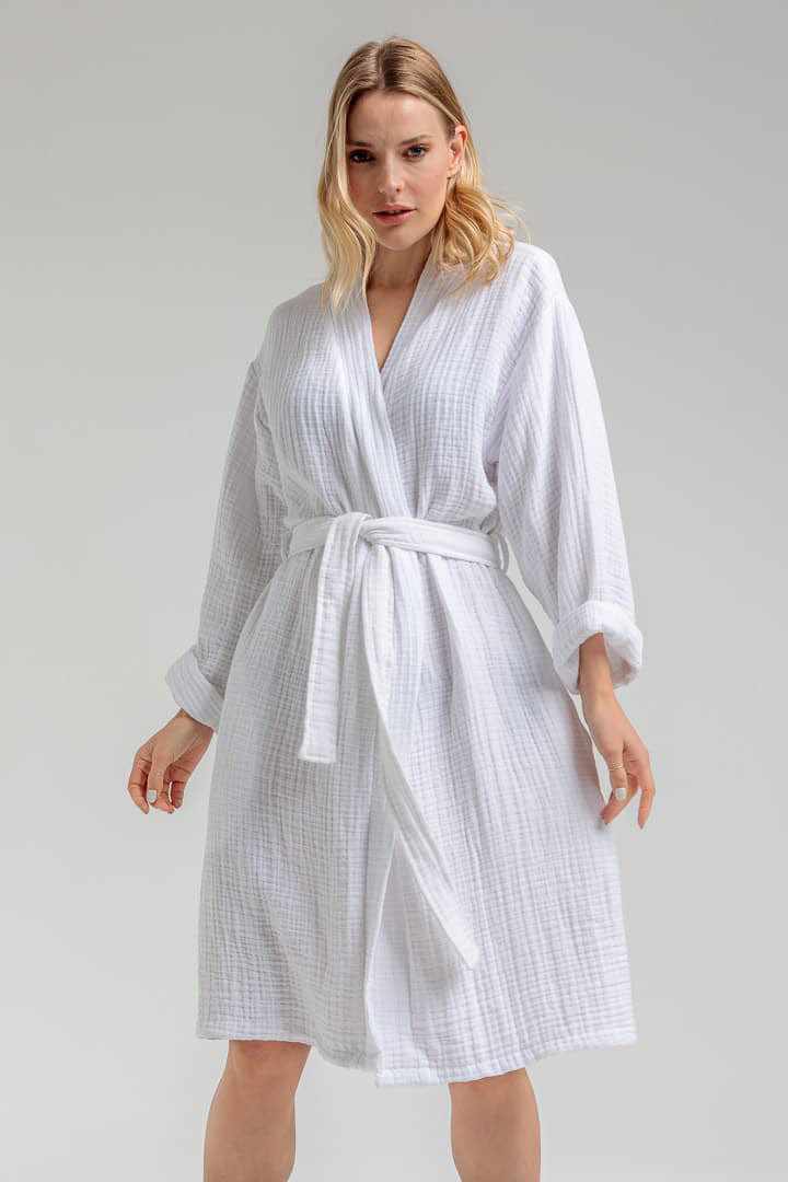 Begonville Bornoz Merida Muslin Bornoz Beyaz