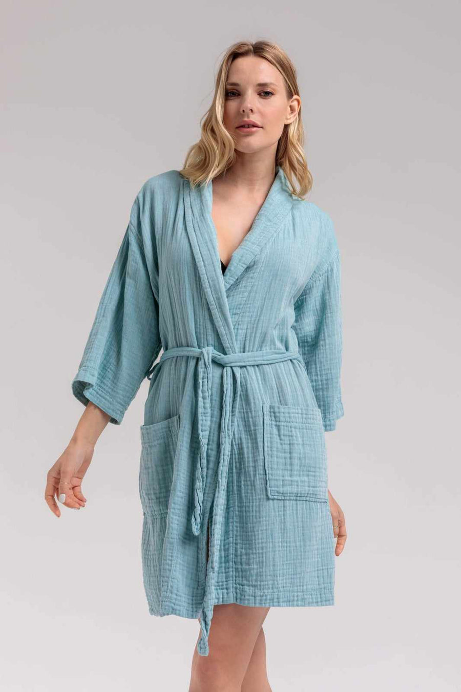 Begonville Bornoz Olympia Muslin Bornoz Mavi