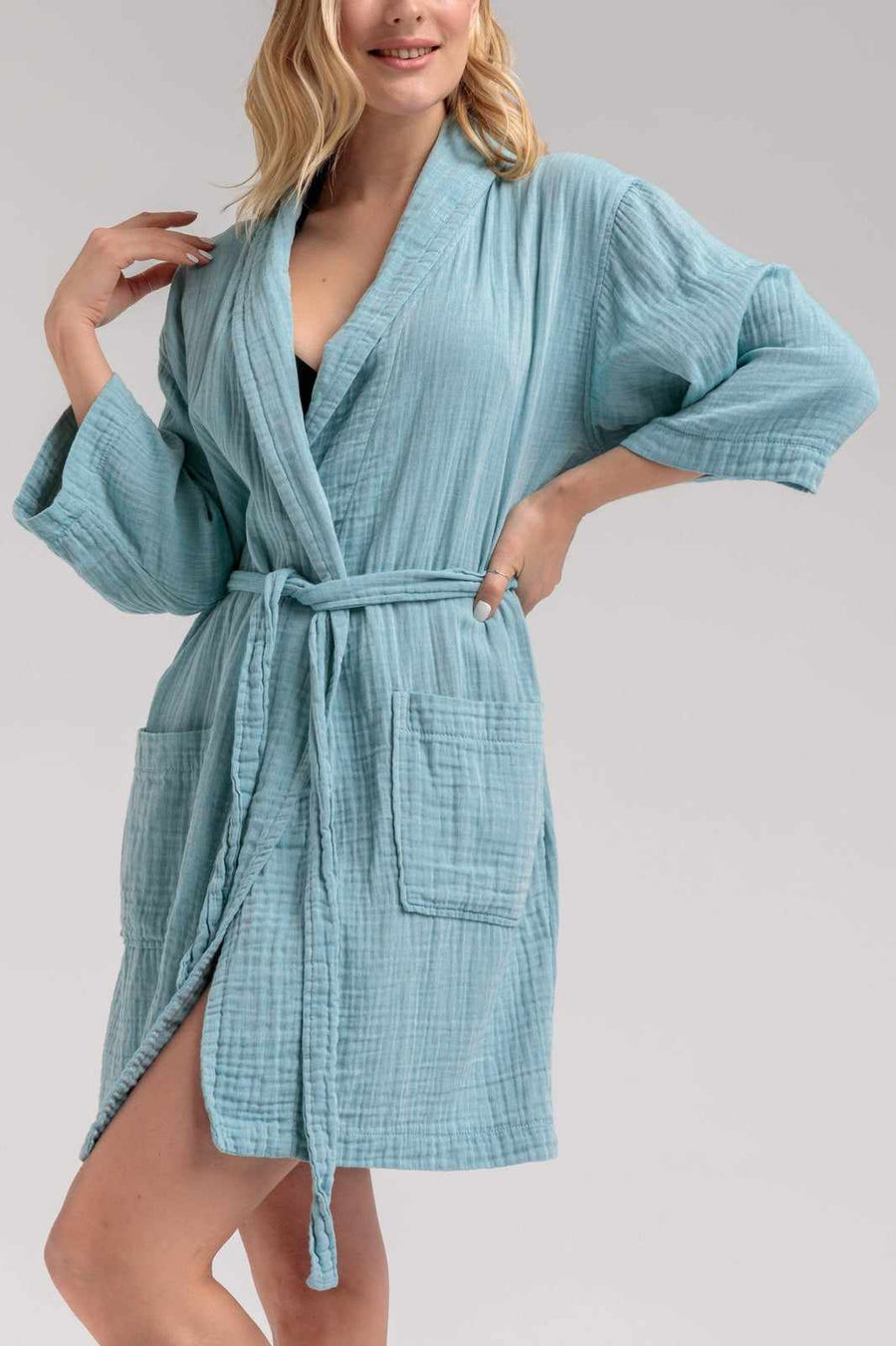 Begonville Bornoz Olympia Muslin Bornoz Mavi