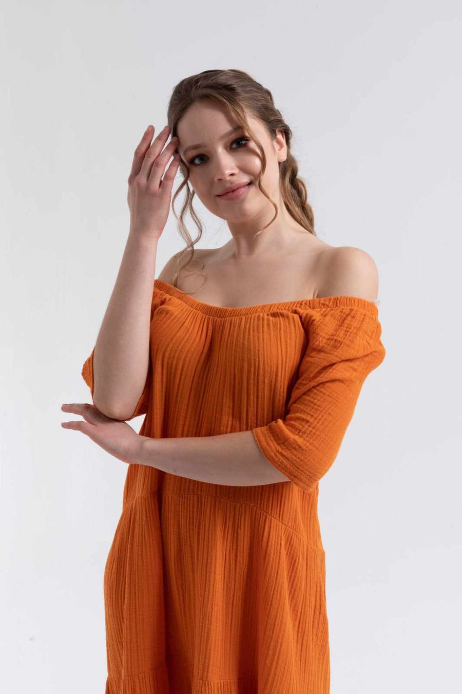 Begonville Elbise Isabella Midi Elbise - Turuncu