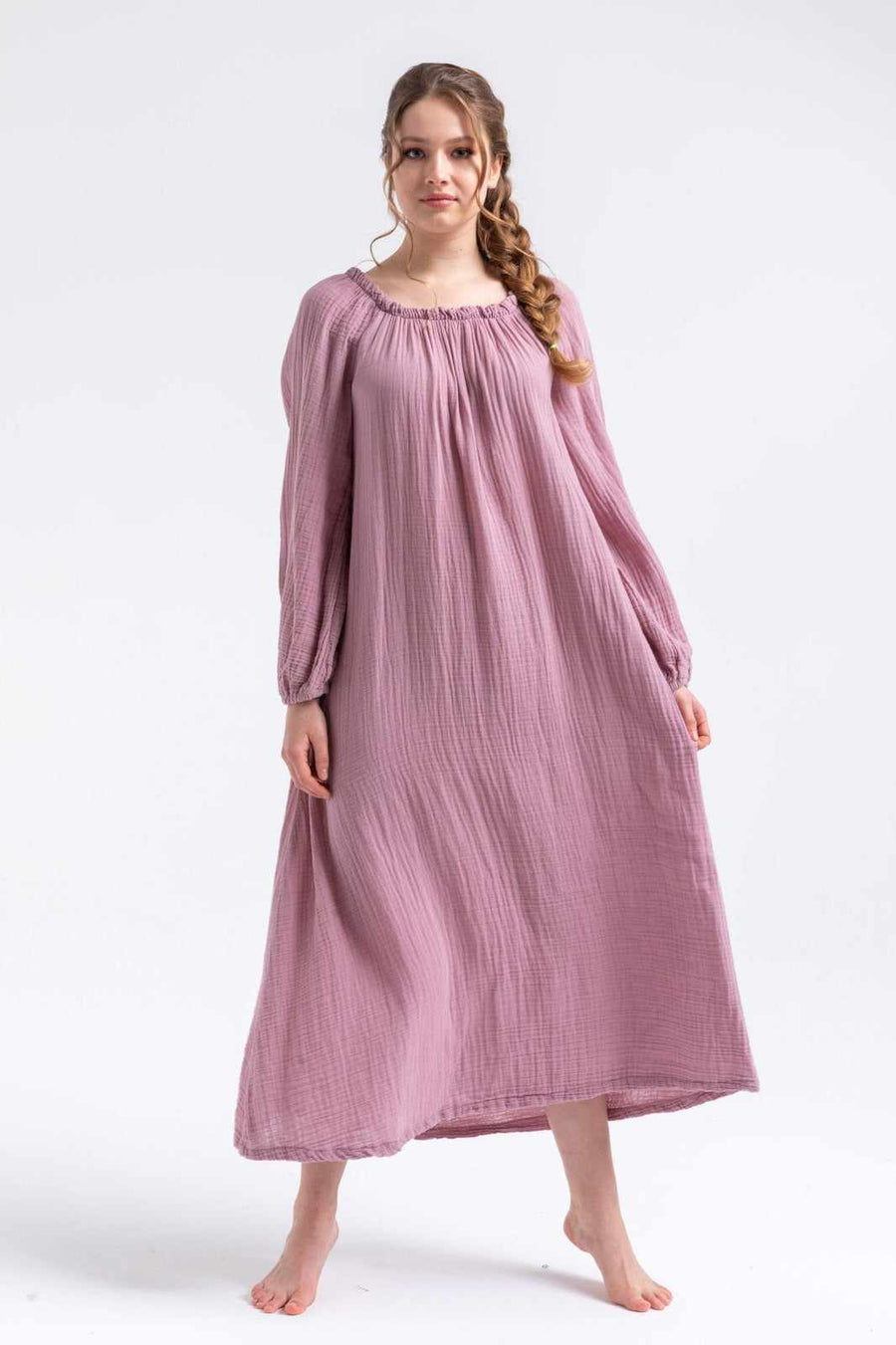 Begonville Elbise Mayde Oversize Uzun Elbise - Lila