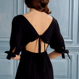 Begonville Elbise Melody Sırtı Açık Midi Elbise - Siyah