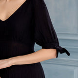 Begonville Elbise Melody Sırtı Açık Midi Elbise - Siyah