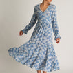 Begonville Elbise Renna Sırtı Açık Pamuk Midi Elbise - Mavi
