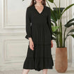 Begonville Elbise Renna Sırtı Açık Pamuk Midi Elbise - Siyah