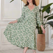 Begonville Elbise Renna Sırtı Açık Pamuk Midi Elbise - Yeşil