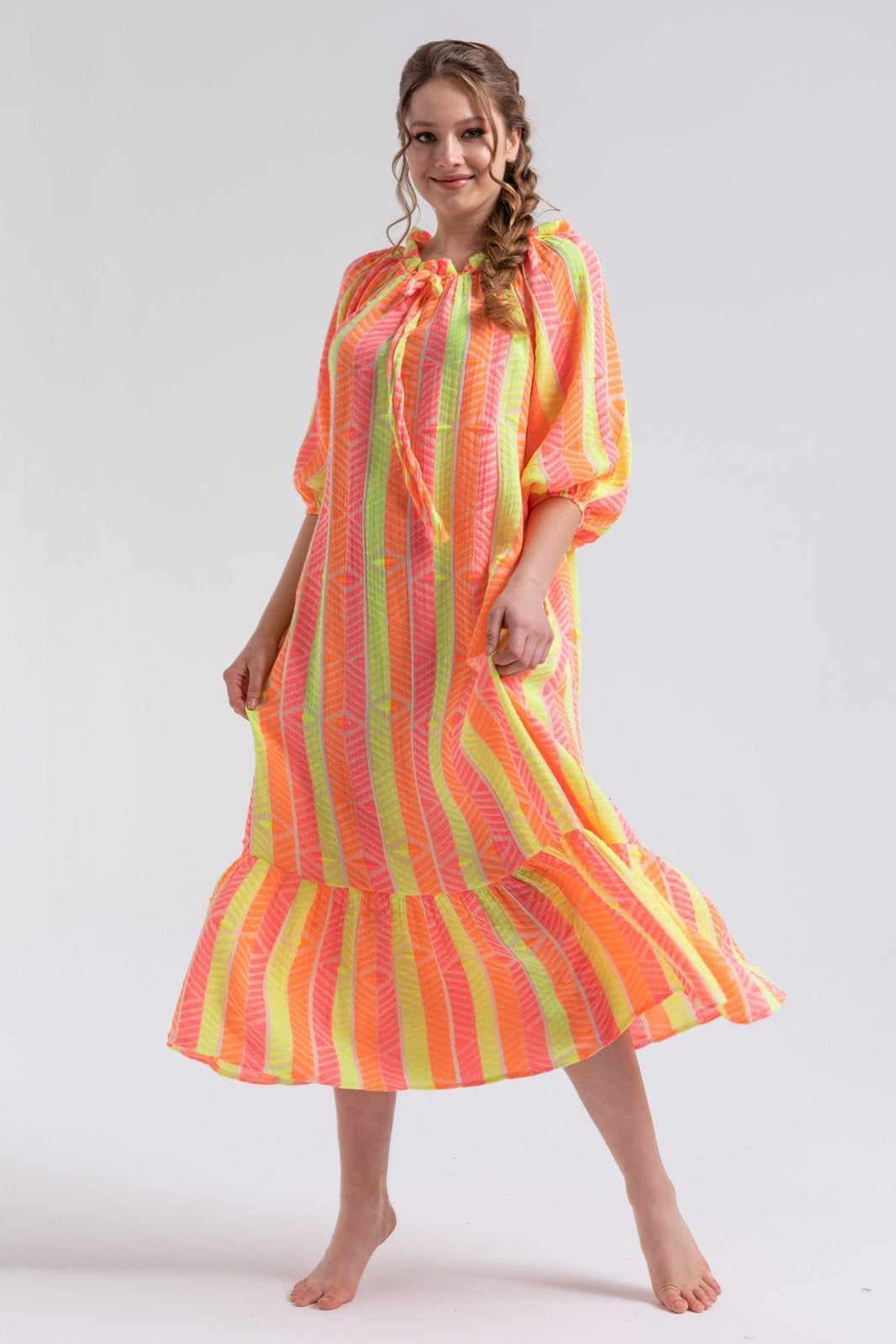 Begonville Elbiseler Neon Pembe / S Gisele Oversize Maxi Elbise