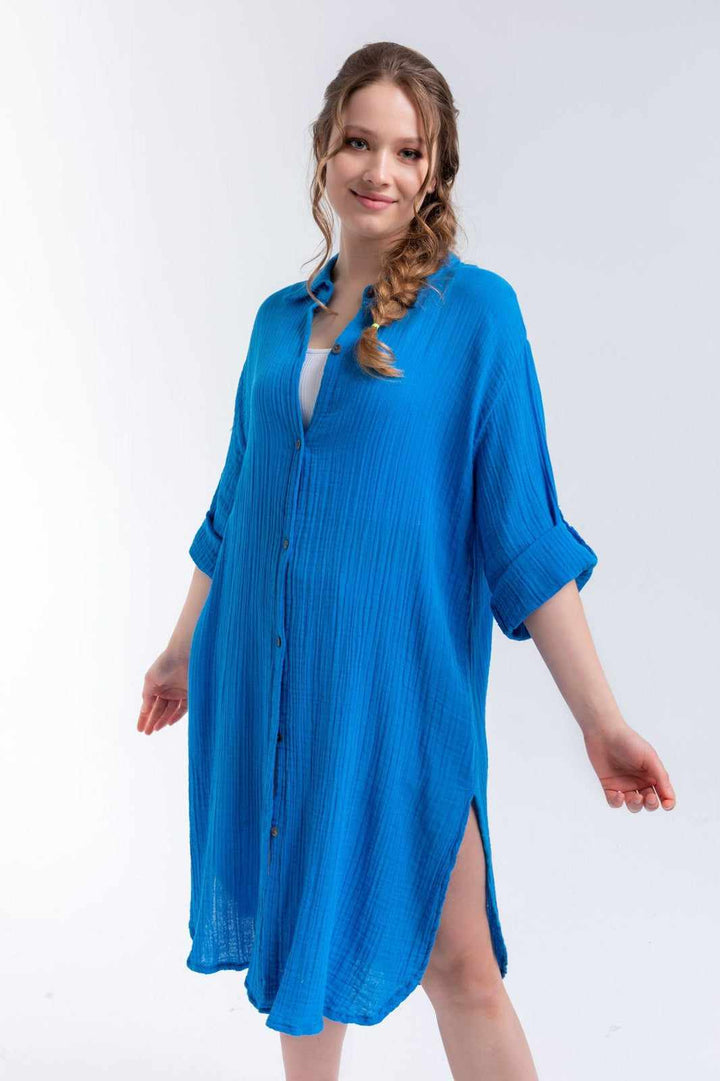 Begonville Gömlek Elbise Caroline Gömlek Elbise - Mavi