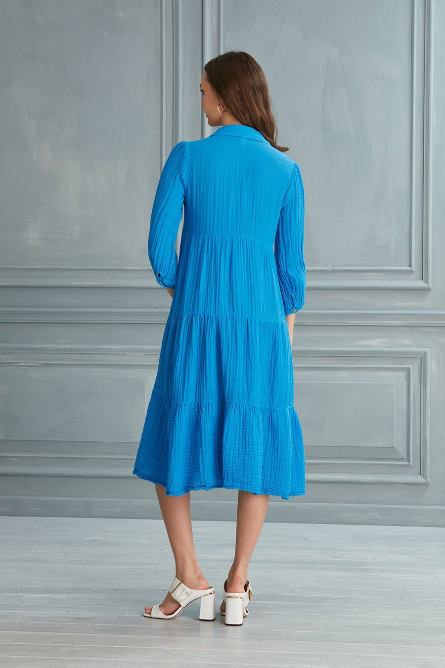 Begonville Gömlek Elbise Maya Uzun Gömlek Elbise - Mavi