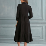 Begonville Gömlek Elbise Maya Uzun Gömlek Elbise - Siyah
