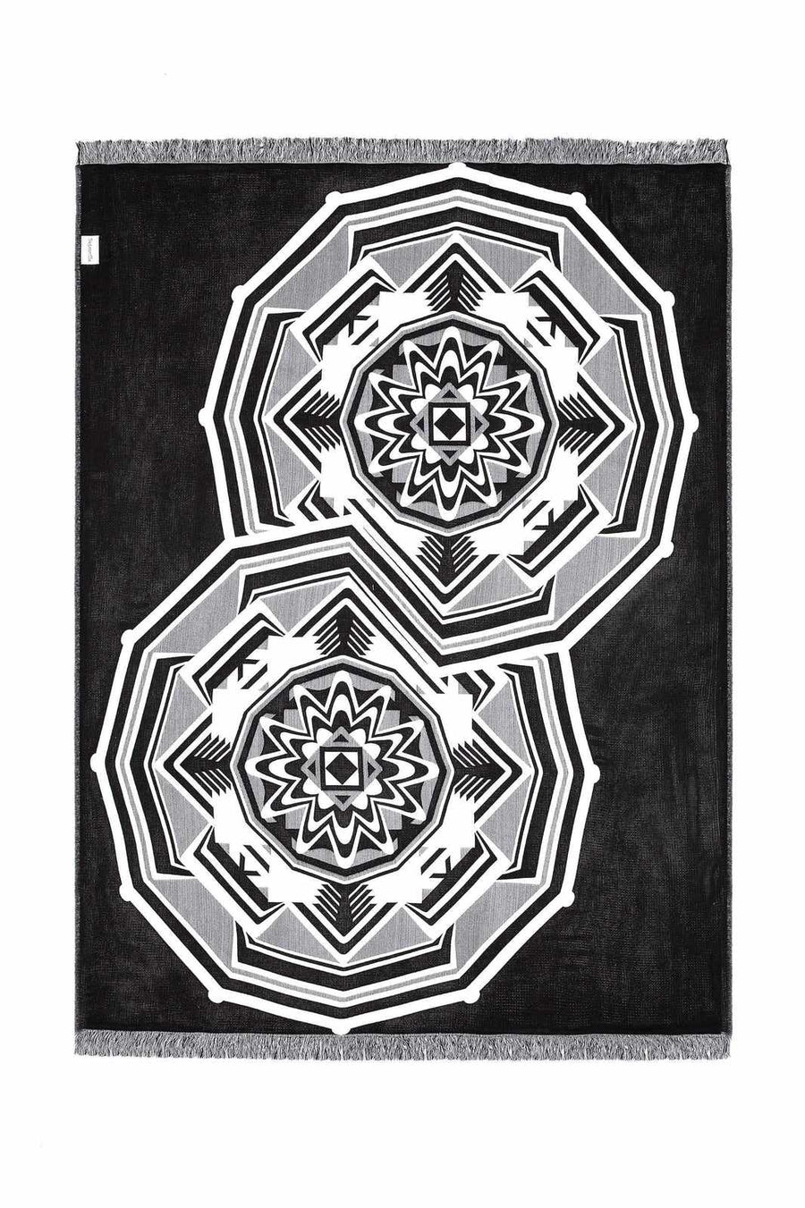 Begonville Koltuk Örtüsü Siyah & Beyaz Serisi Pamuk Örtü - Mandala