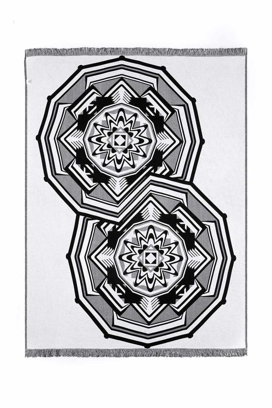 Begonville Koltuk Örtüsü Siyah & Beyaz Serisi Pamuk Örtü - Mandala