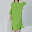 Begonville Maxi Elbise Essentials Düğmeli Rahat Kesim Uzun Elbise - Fıstık Yeşili