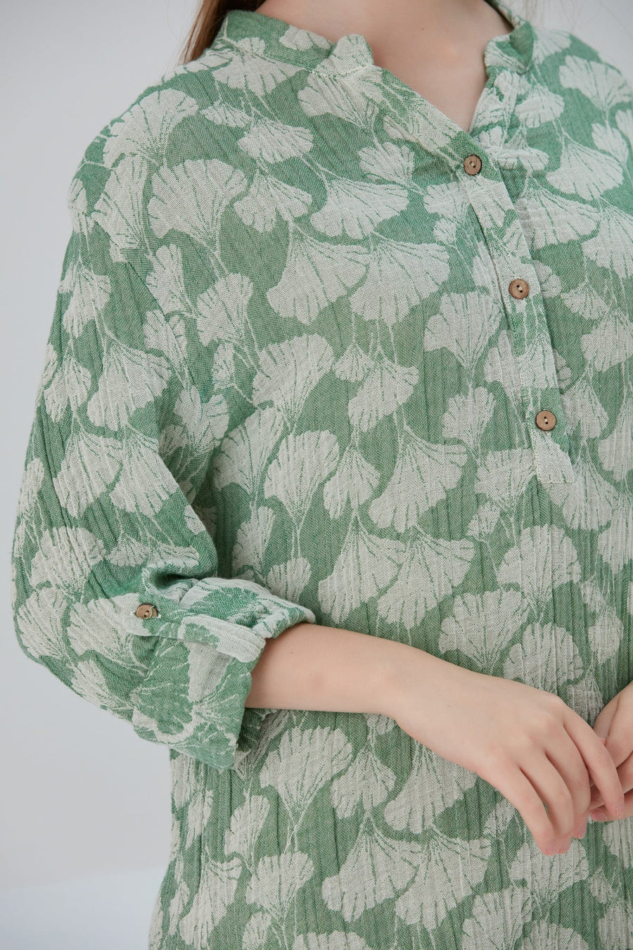 Begonville Maxi Elbise Essentials Düğmeli Rahat Kesim Uzun Elbise - Koyu Yeşil