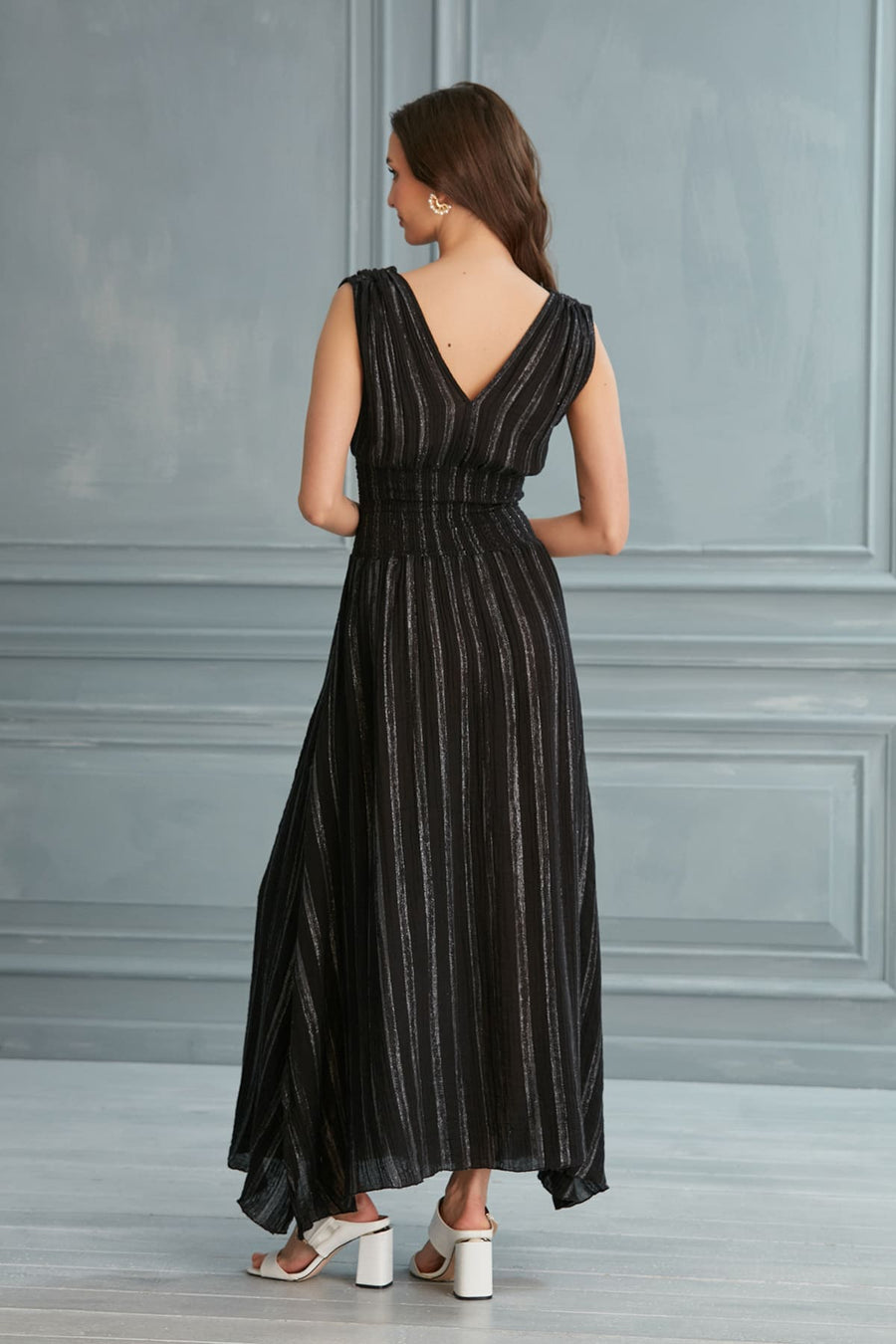 Begonville Maxi Elbise Lottie Gipeli Uzun Elbise - Siyah