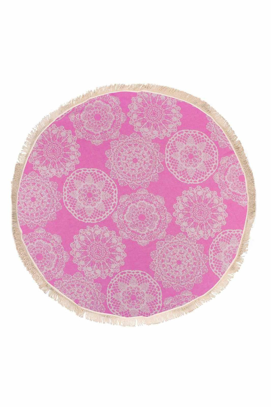 Begonville Peştemal Pareo Lace Bambu Yuvarlak Peştemal - Pembe