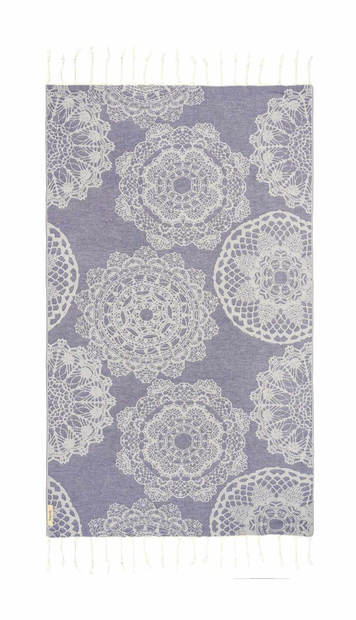 Begonville Peştemal Pareo Lace Jakarlı Bambu Peştemal - Mavi