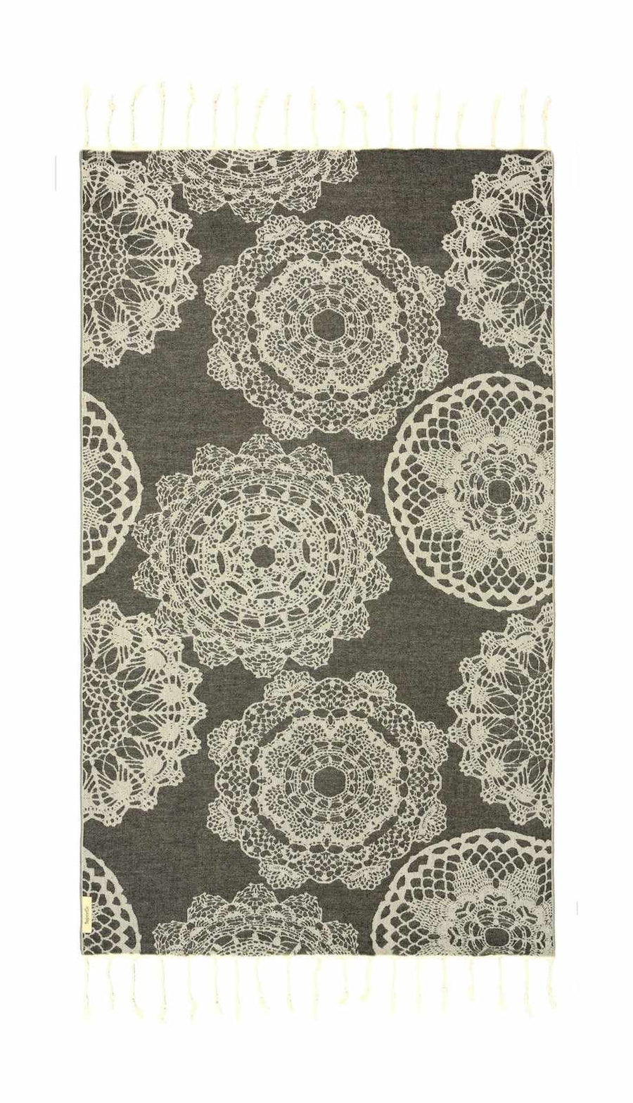 Begonville Peştemal Pareo Lace Jakarlı Bambu Peştemal - Siyah