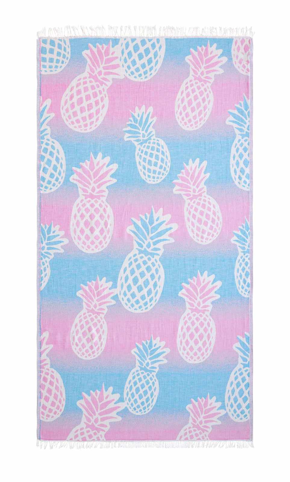 Begonville Peştemal - Plaj Havlusu Pineapple Beyaz Turkuaz