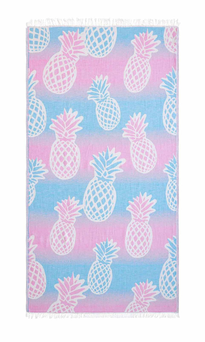 Begonville Peştemal - Plaj Havlusu Pineapple Beyaz Turkuaz