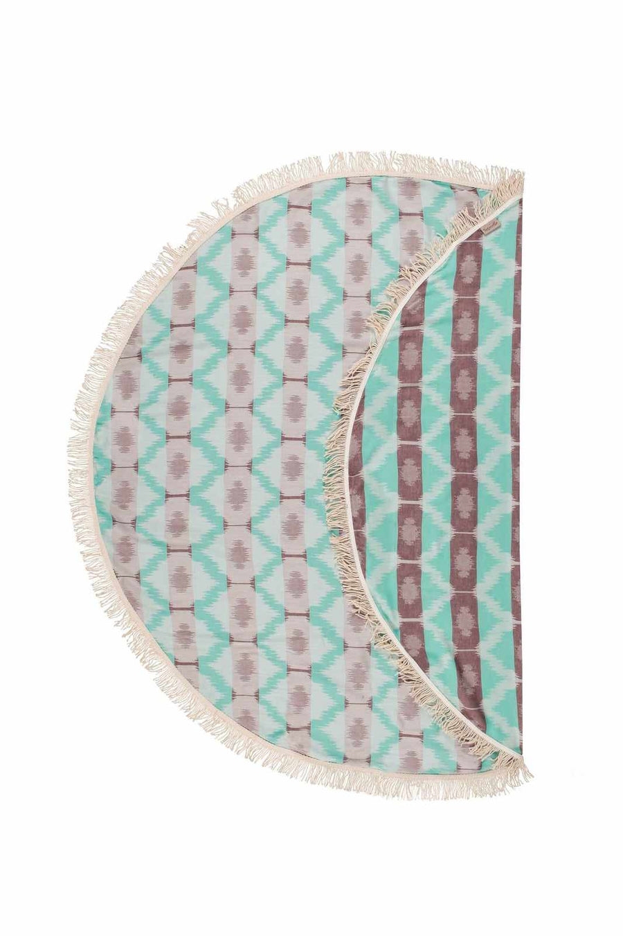 Begonville Peştemal Pareo Ripple Bambu Yuvarlak Peştemal - Mint / Kahve