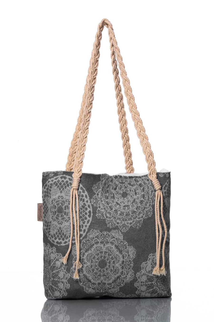 Begonville Plaj Çantası Lace Bambu Plaj Çantası - Siyah