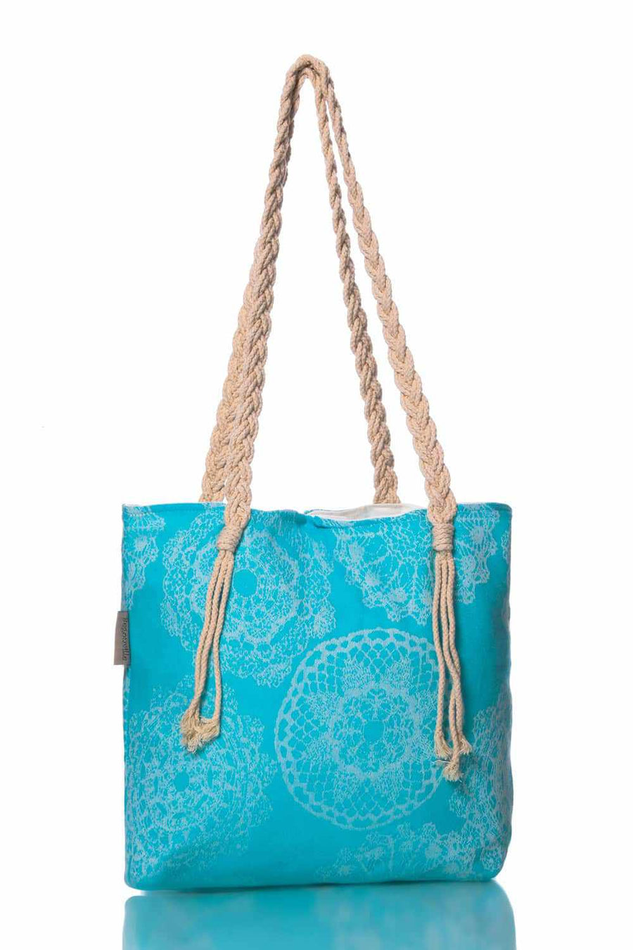 Begonville Plaj Çantası Lace Bambu Plaj Çantası - Turkuaz