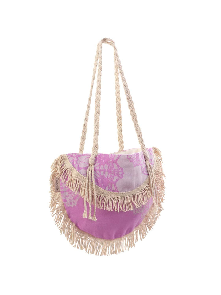 Begonville Plaj Çantası Lace Yuvarlak Plaj Çantası - Pembe